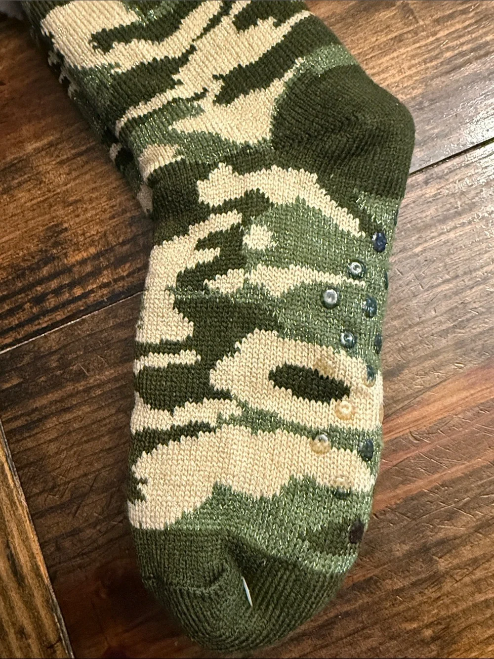 Unisex Cozy Sherpa Cuffed Camouflage Socks - Green/Tan (OS)